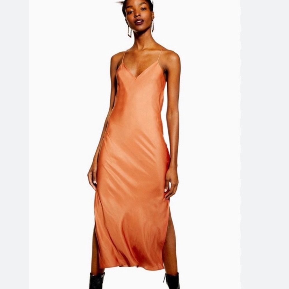 Topshop Slip Dress in Dusty Orange. Size 4.